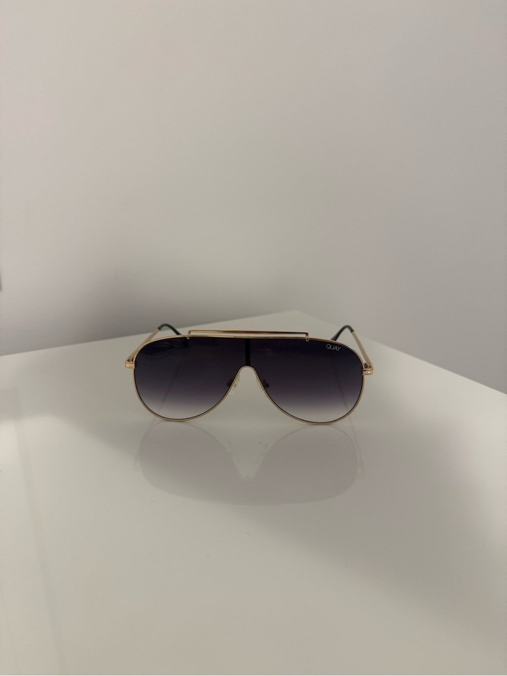 Quay Australia Aviator Sunglasses in Gold with Gradient Smoke Lenses